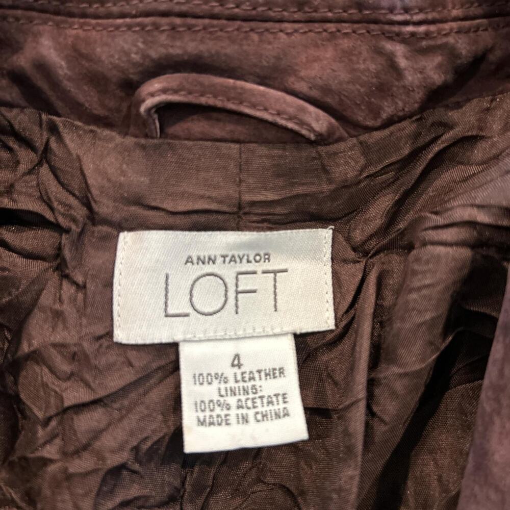 Loft Ann Taylor brown/purple suede jacket. Size 4 - Picture 3 of 3